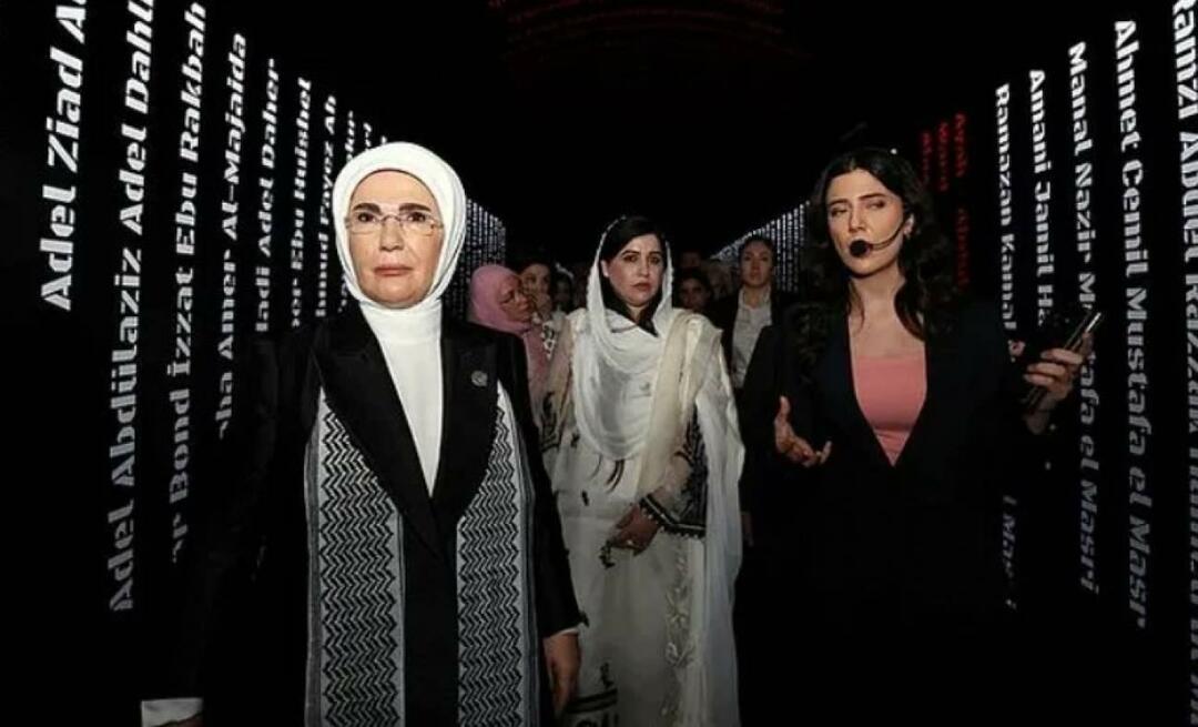 First Lady Erdoğan bezocht de tentoonstelling 'Gaza: Resisting Humanity' met de vrouwen van de leiders!