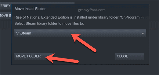 Steam Move Folder-knop