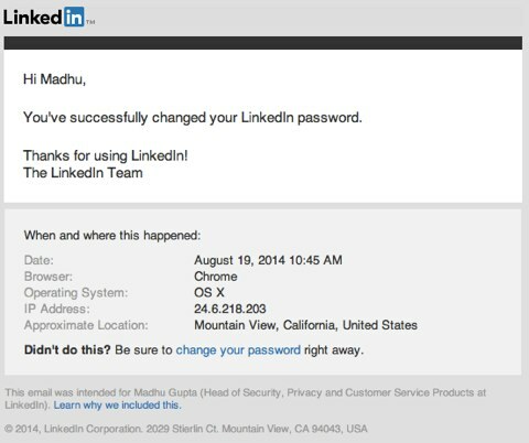 LinkedIn-beveiligingswachtwoord verandert