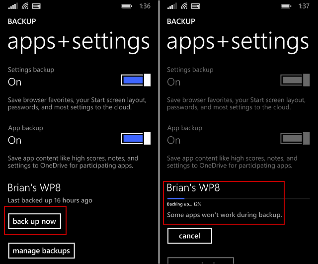 Tip voor Windows Phone 8.1: maak handmatig een back-up van de gegevens op uw telefoon