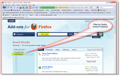 Filter Firefox add-on zoekresultaten