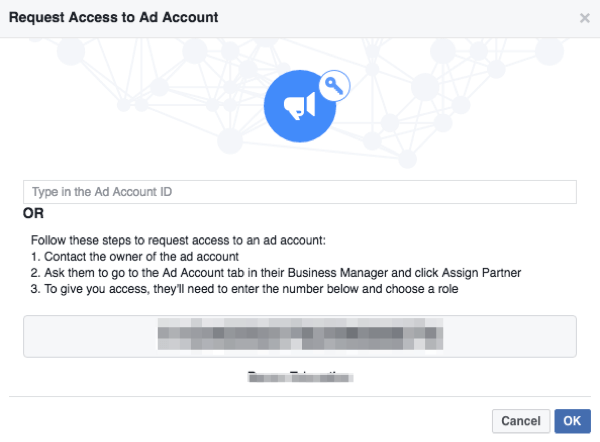 facebook vraagt ​​toegang tot advertentieaccount