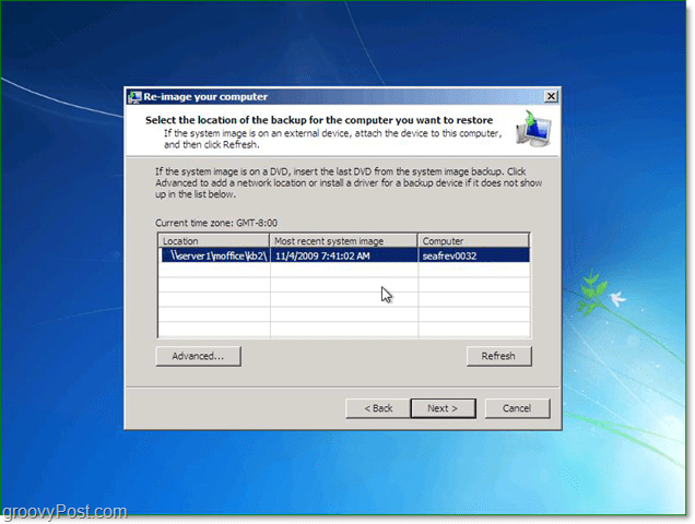 u kunt een systeemkopie van op het netwerk gebruiken om Windows 7 te herstellen