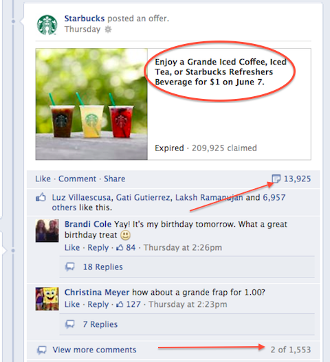 Facebook-aanbieding van Starbucks