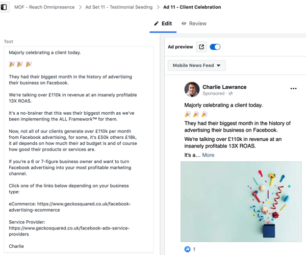 Maak een bereikcampagne voor Facebook-advertenties, stap 7.