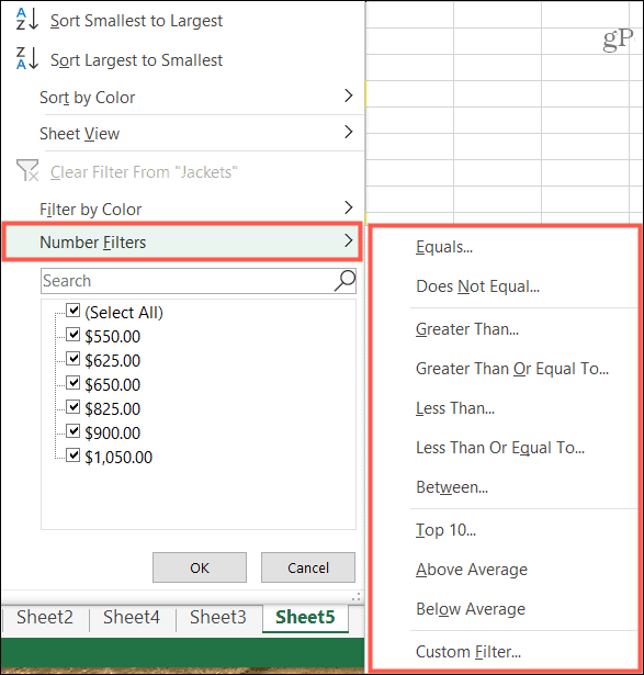 Filter op voorwaarde in Excel