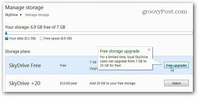 Windows SkyDrive: claim 25 GB ruimte voordat deze wordt verlaagd tot 7 GB