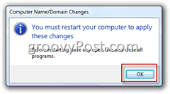 Windows Vista Word lid van een Active Directory AD-domeinbevestiging om de computer opnieuw op te starten