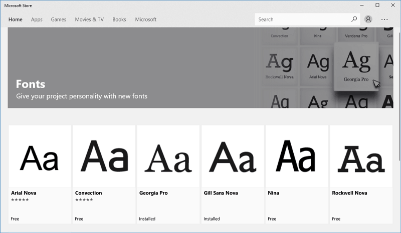 Lettertypen Microsoft Store