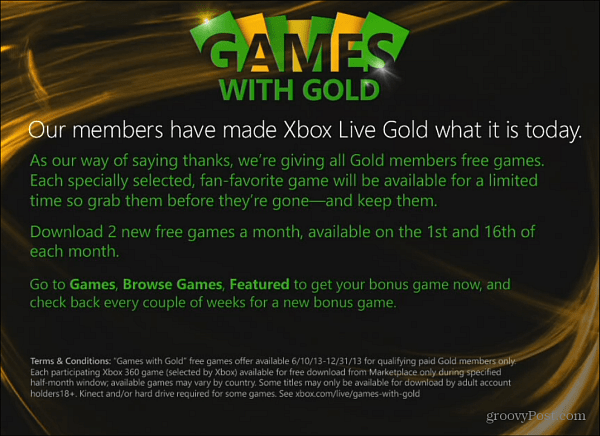 Xbox Live Games met gouden overzicht