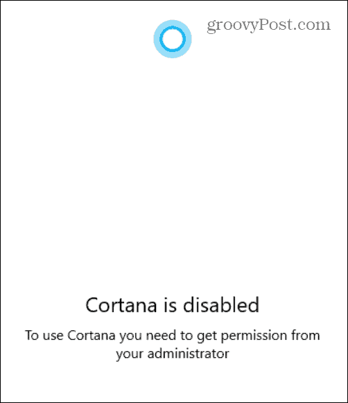 Cortana uitgeschakeld