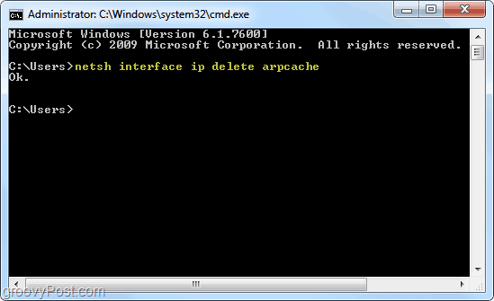 arp cache in windows 7
