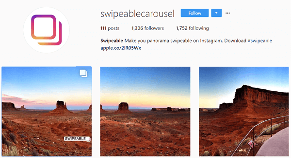 Veegbaar verandert panorama's en 360 ° -foto's in posts met meerdere afbeeldingen.