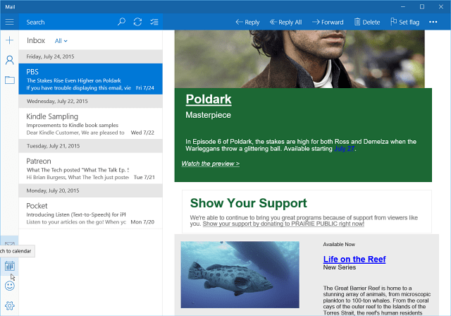 Inbox Mail-app Windows 10