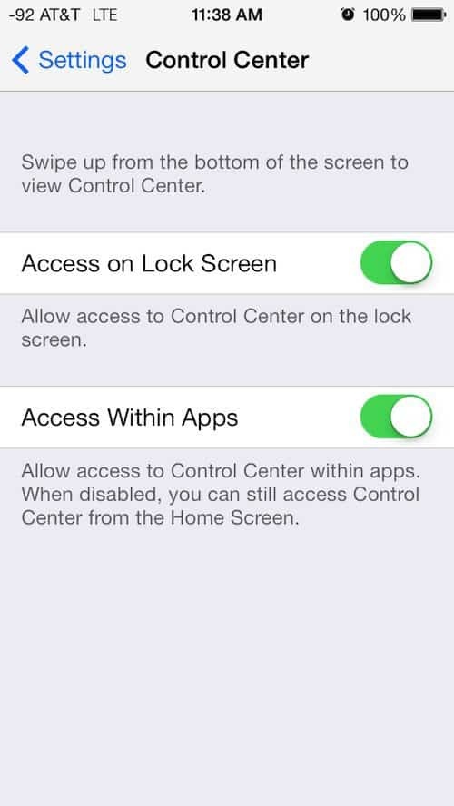 Hoe iOS 7 Control Center uit te schakelen tijdens het gebruik van apps