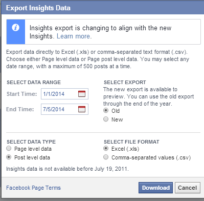 export op postniveau vanuit Facebook-inzichten
