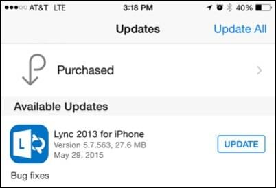 Lync voor iPhone-update