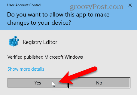Dialoogvenster Gebruikersaccountbeheer in Windows 10