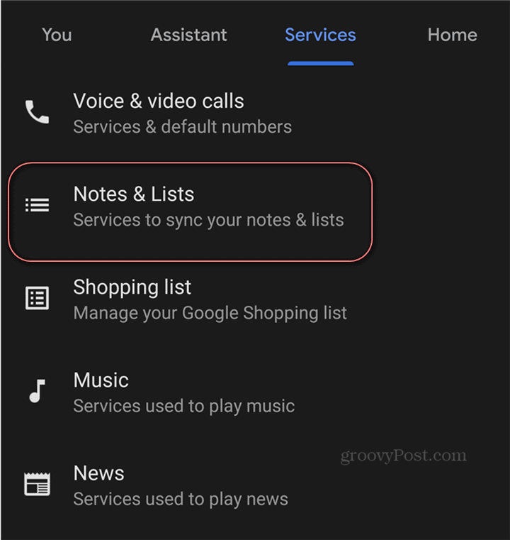 Google Assistent Google Keep instellingen notities lijsten