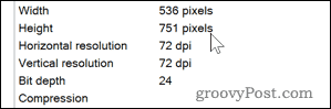DPI-details voor een afbeelding op Windows