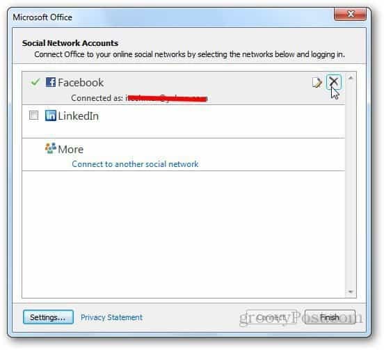 Sociale netwerken Outlook 8
