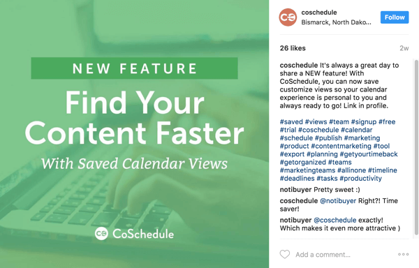 Wijs gebruikers in het bijschrift naar de blogpostlink in je Instagram-bio.