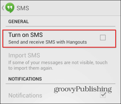 Hangouts-sms uitgeschakeld