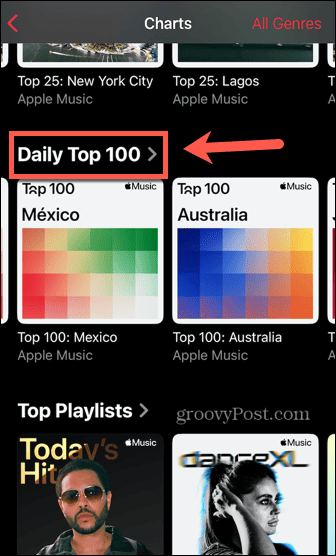 Apple Music Charts dagelijkse top 100