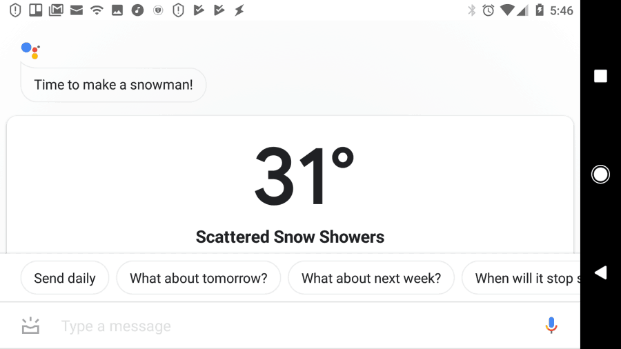 Google Assistent weersvoorspelling