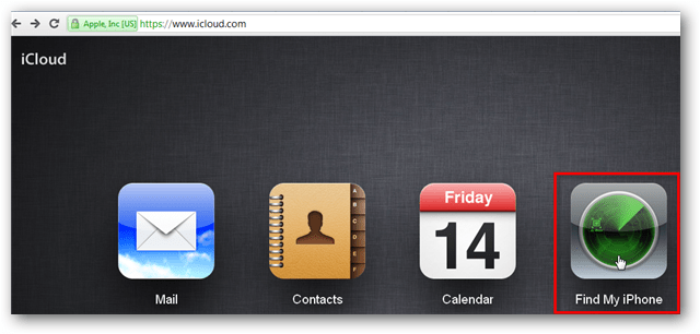 klik op vind mijn iphone op icloud.com