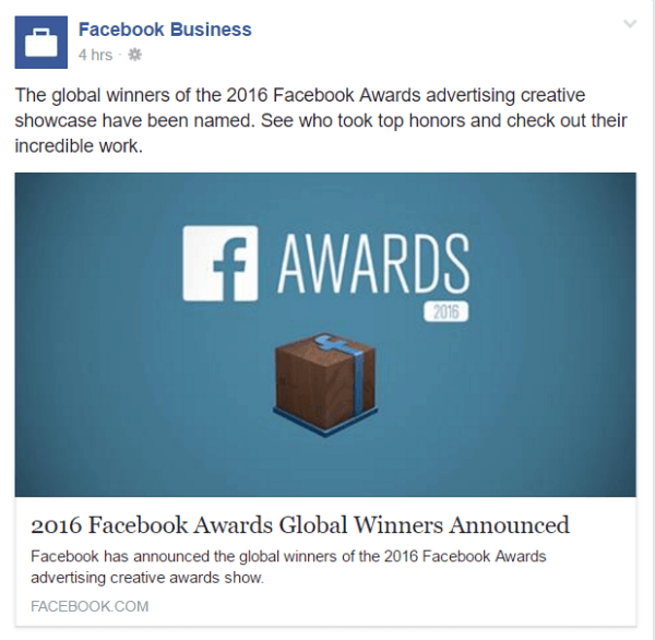 2016 Facebook-prijzen