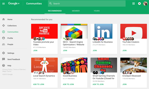 nieuwe google plus communities