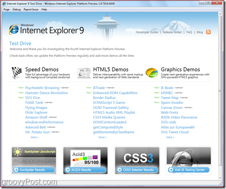 Internet Explorer 9: download het voorbeeld