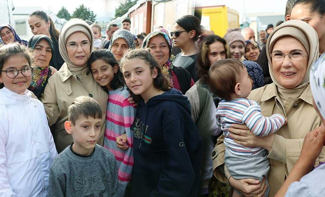 Emine Erdoğan had een ontmoeting met slachtoffers van de aardbeving in Hatay
