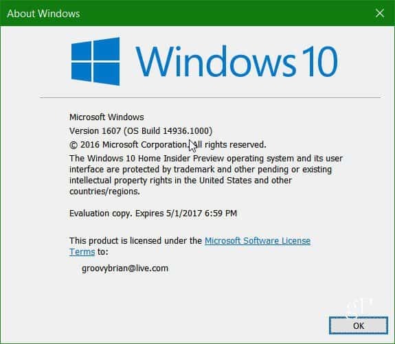 Microsoft brengt Windows 10 Insider Preview Build 14936 uit