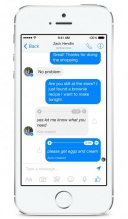 Facebook Messenger test de spraak-naar-tekst-functie.