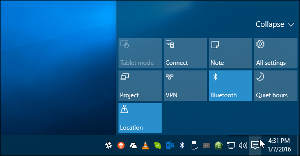 Actiecentrum Windows 10