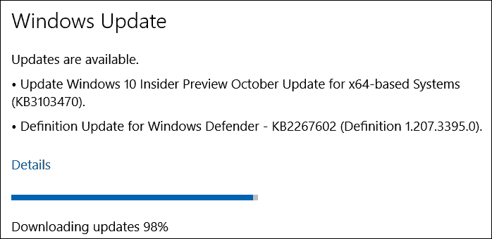 Oktober-update (KB3103470) voor Windows 10 Insider Preview