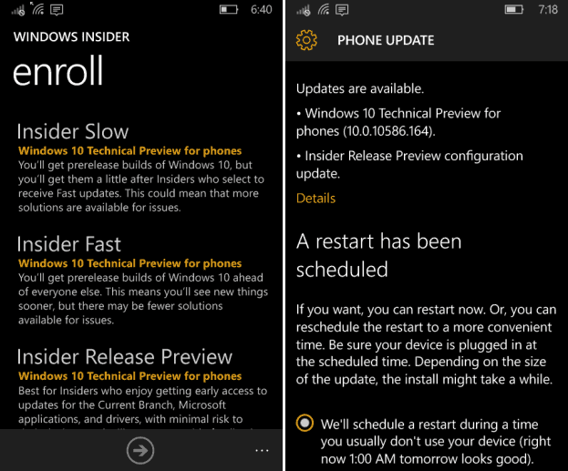 Windows 10 Mobile Build 10586.164 uitgebracht, Switch Rings om het te krijgen