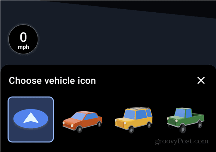 Google Maps auto symbool keuze