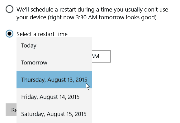 Plan Herstart dag Windows 10