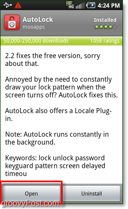 open de Android Autolock-app