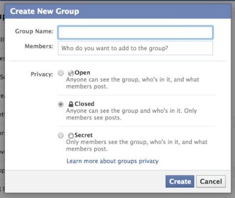 facebook groep setup scherm