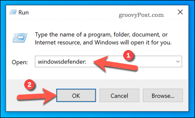 Windows-beveiliging openen met Uitvoeren op Windows
