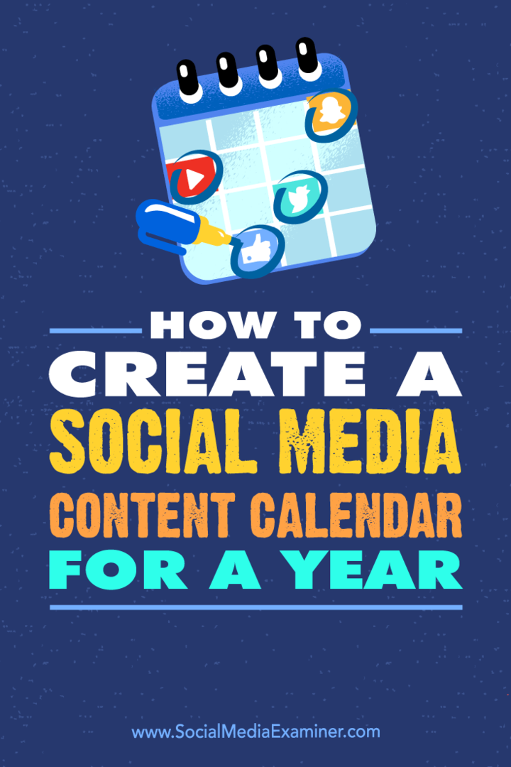 Een kalender voor sociale media-inhoud voor een jaar maken door Leonard Kim op Social Media Examiner.