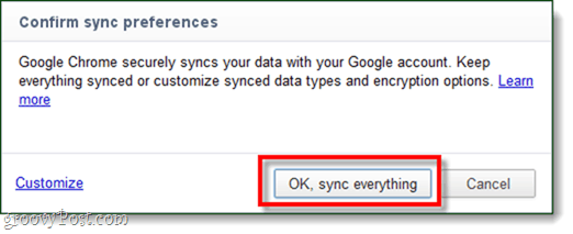 Chrome synchroniseert alles