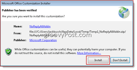NoReplyAll installeren in Outlook 2010