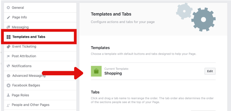 hoe je de Facebook-pagina verandert in Shopping-sjabloon in Instellingen
