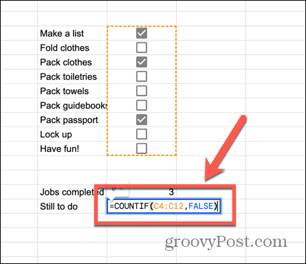 google spreadsheets countif-formule