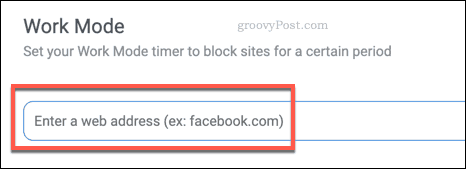 Een site toevoegen aan de BlockSite Work Mode-blokkeerlijst